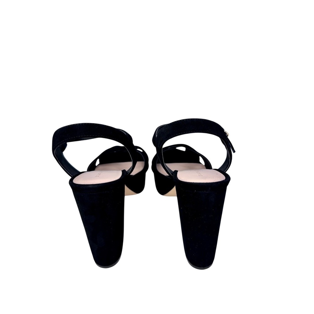 Stuart Weitzman Black Suede Platform Block Heel Sandals 10.5B SB286 - Picture 6 of 11